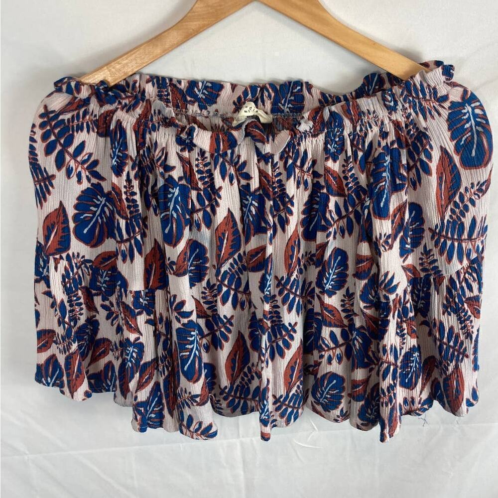 Elodie Crinkle Texture Floral Off Shoulder Blouse Size Small